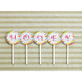 Vente en gros de petits meubles en cupcake en papier princesse rose amoureux / cupcake toppers pour fête d&#39;anniversaire